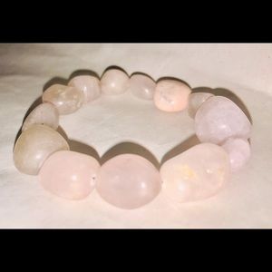 PINK AGATE CHUNKY GENUINE STONE STRETCHY BRACELET